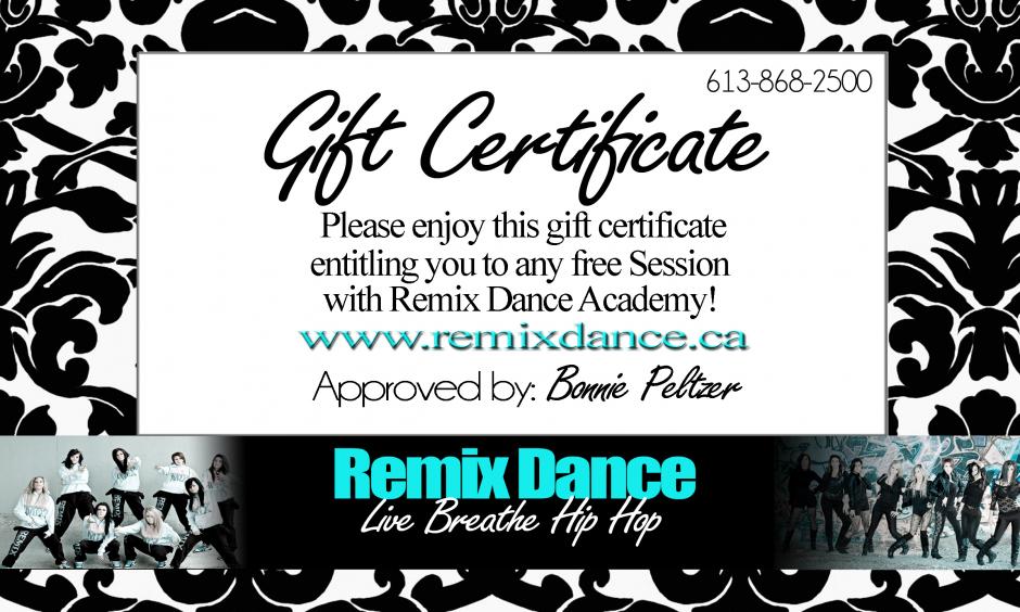 Remix gift certificate order form